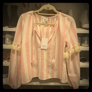 NWT Misa Los Angeles top Pink/White striped SMALL